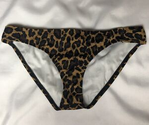 Reef Bikini Bottom Women L Brown Animal Print Reef Logo Stretch Swim Classic